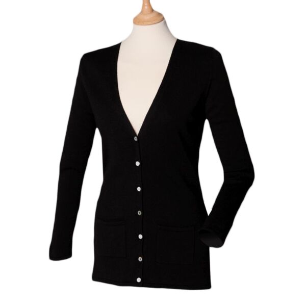 Henbury Ladies Cotton Acrylic V Neck Cardigan Thumbnail